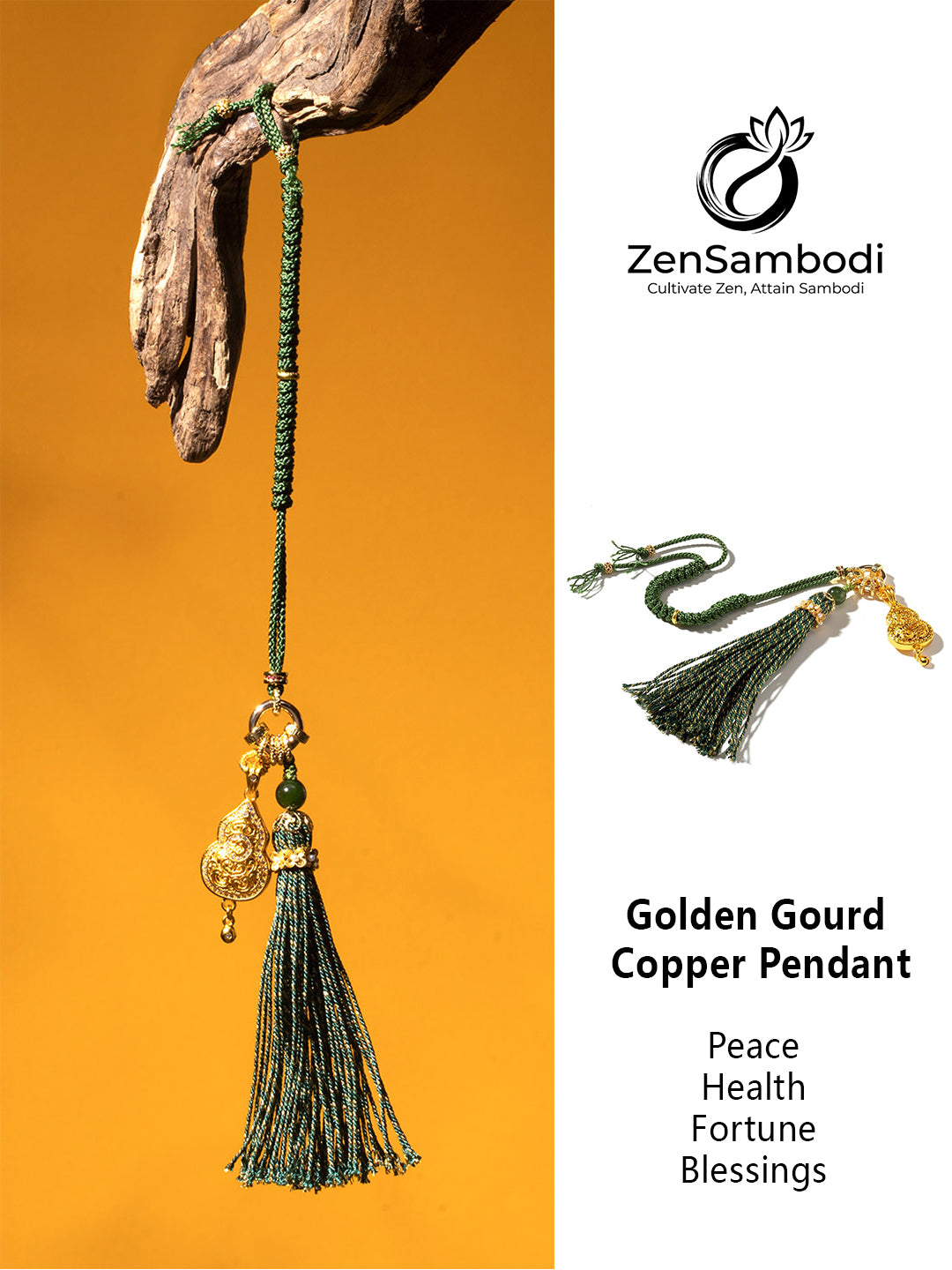 Golden Gourd Copper Pendant | Zensambodhi
