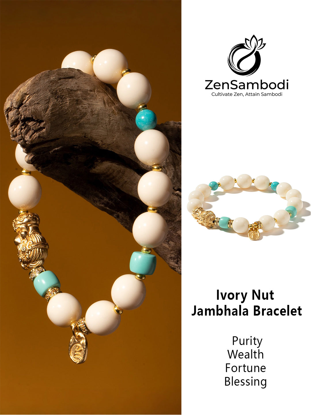 Ivory Nut Jambhala Bracelet | Zensambodhi