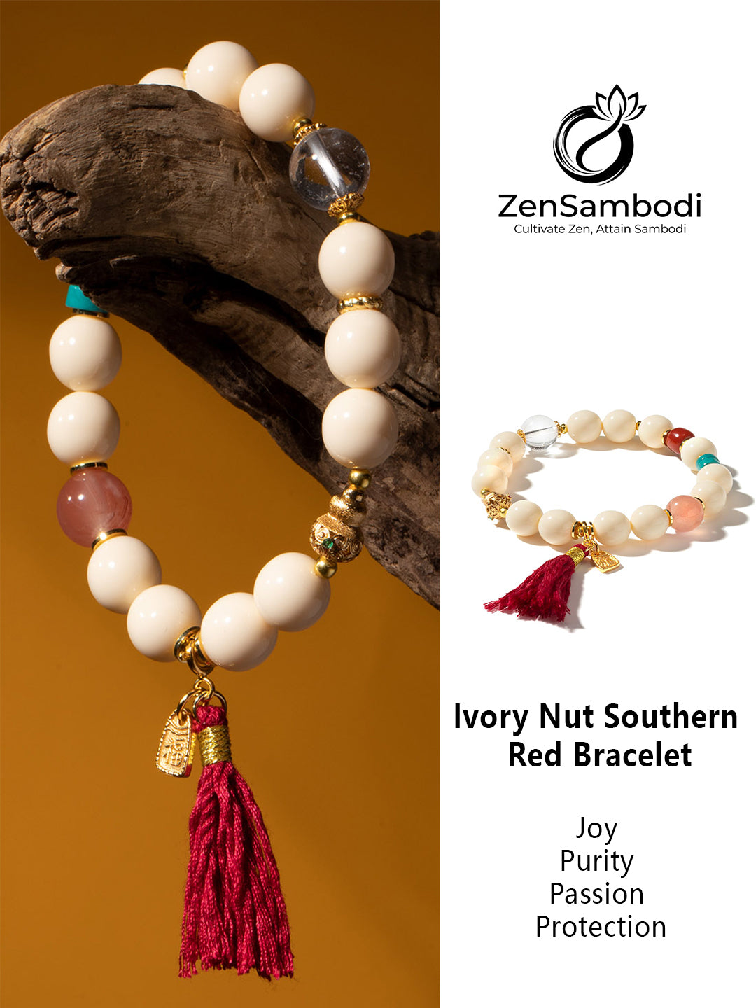 Ivory Nut Southern Red Bracelet | Zensambodhi